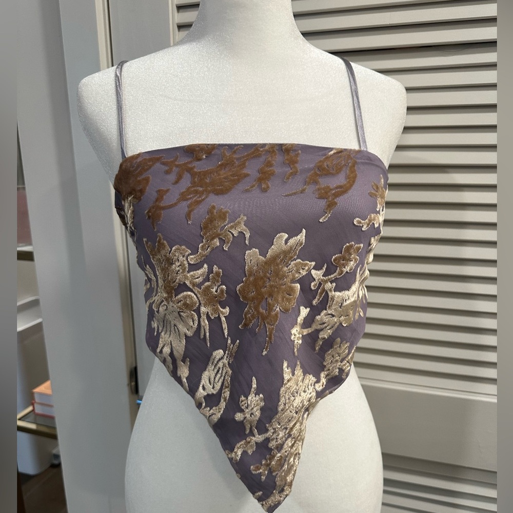 NWT Silver and Bronze Velvet Bandana Top